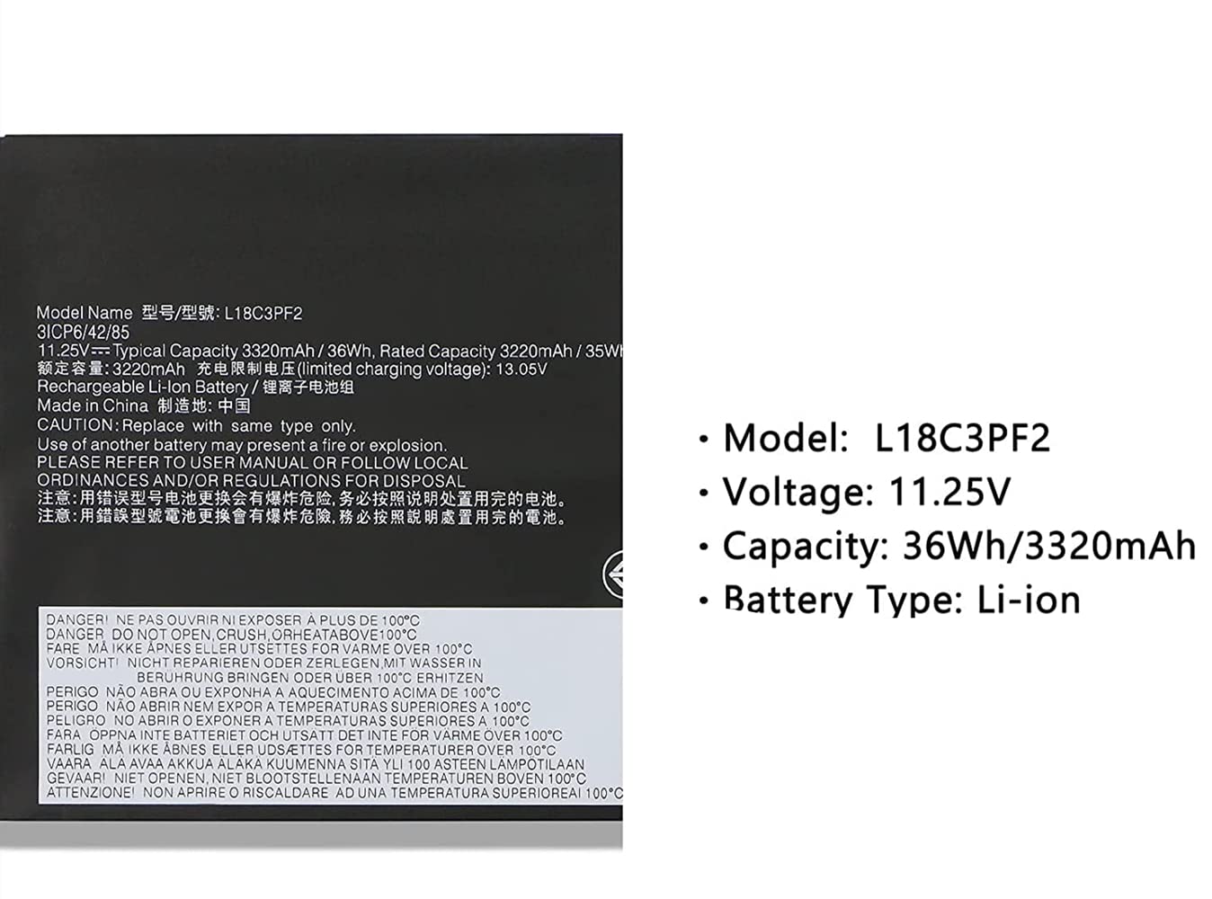 L18C3PF2 Laptop Akku für Lenovo Ideapad L340-15API L340-15IWL L340-17API L340-17IWL L3-15IML05 Ideapad L340-15API L340-15IWL Touch Series 5B10W67198 L18L3PF1 L18D3PF1 L18M3PF2 36Wh
