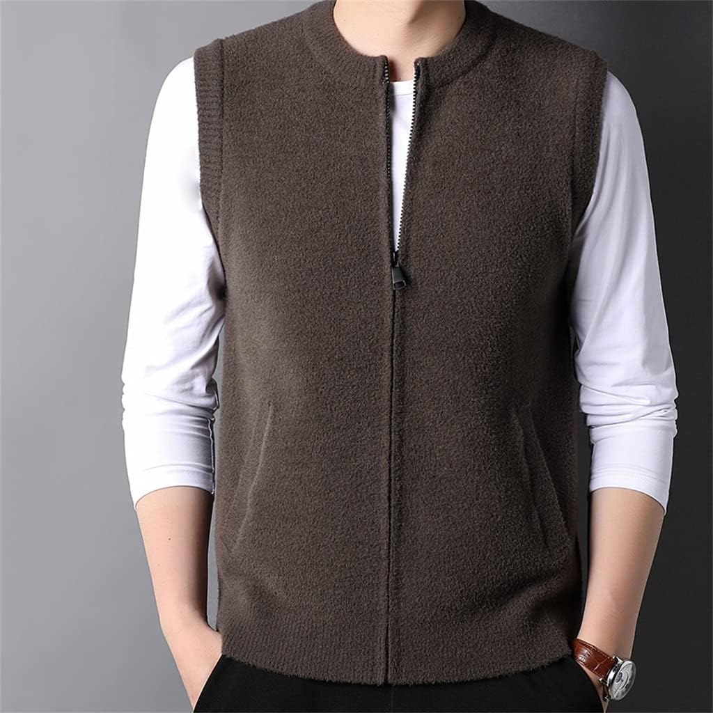 Wool Sweater Round Neck Cardigan Vest 