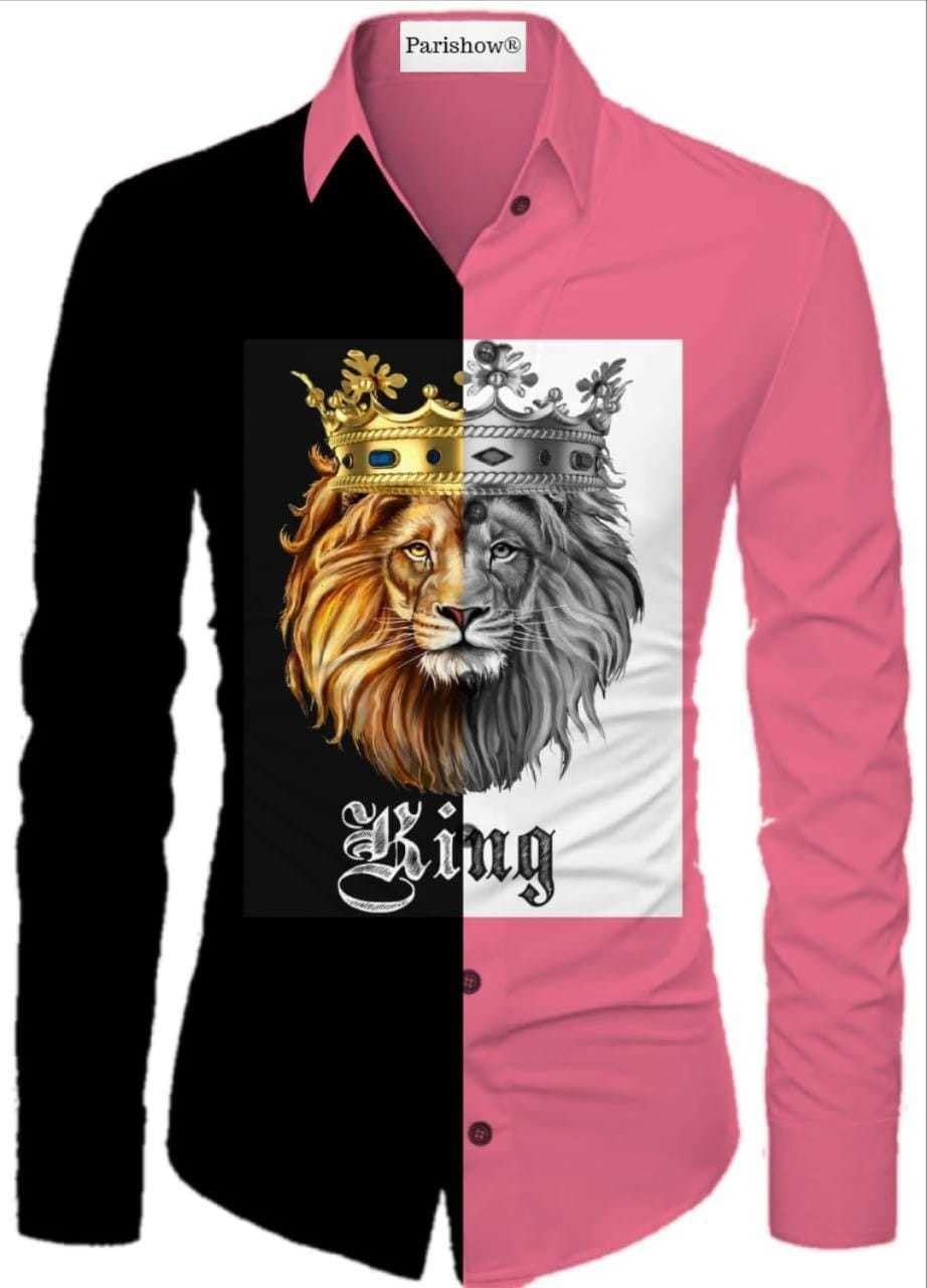 Polycotton Graphic Print Shirt Fabric (Unstitched) PJE-UShirtLionDPK-1-picture-30