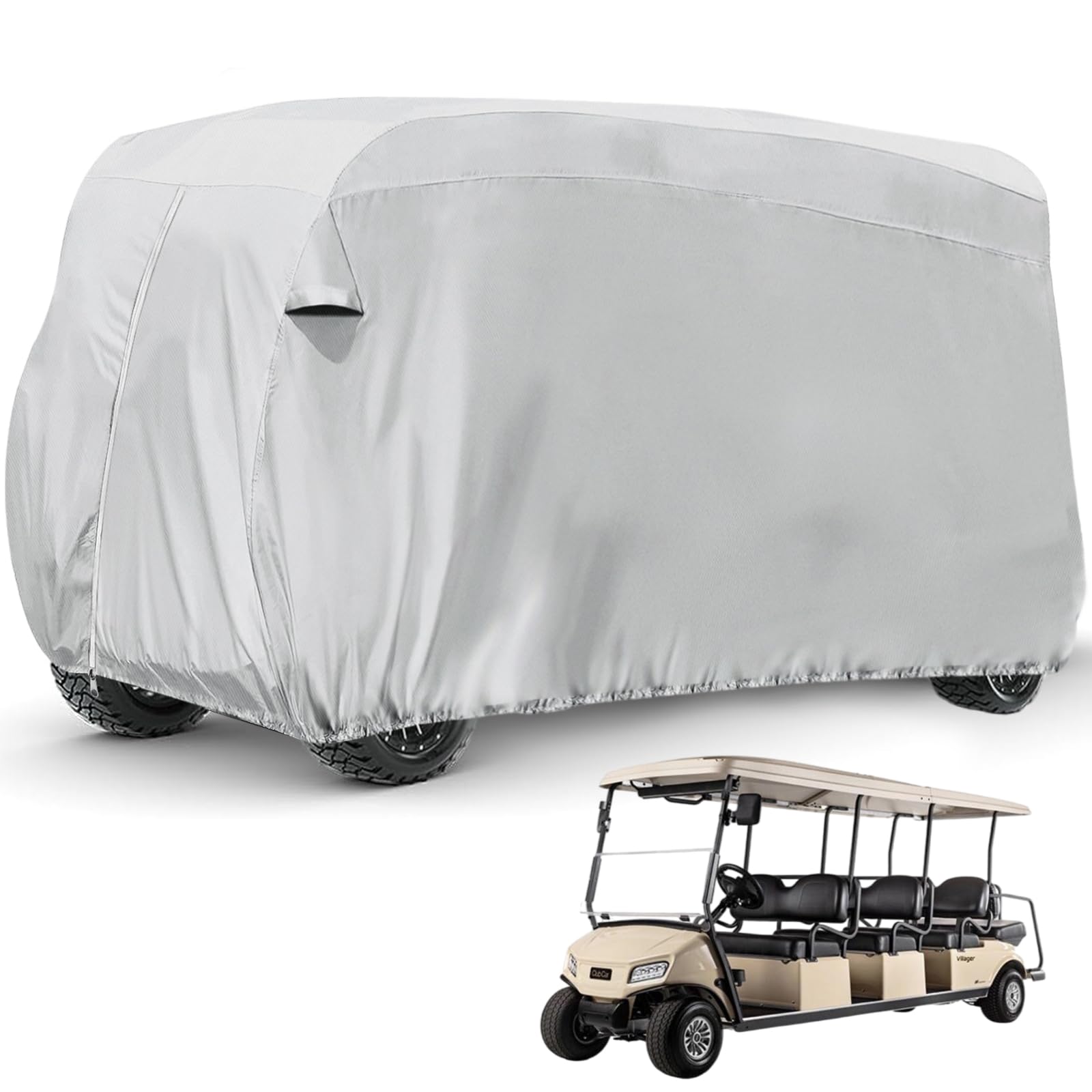 FEIJAZUM 8 Seater Golf Cart Cover Waterproof, 420D Oxford Cloth, Extra Large Golf Cart Storage Cover for Club Car, EZ GO, Yamaha, Chrysler/Polaris GEM E6