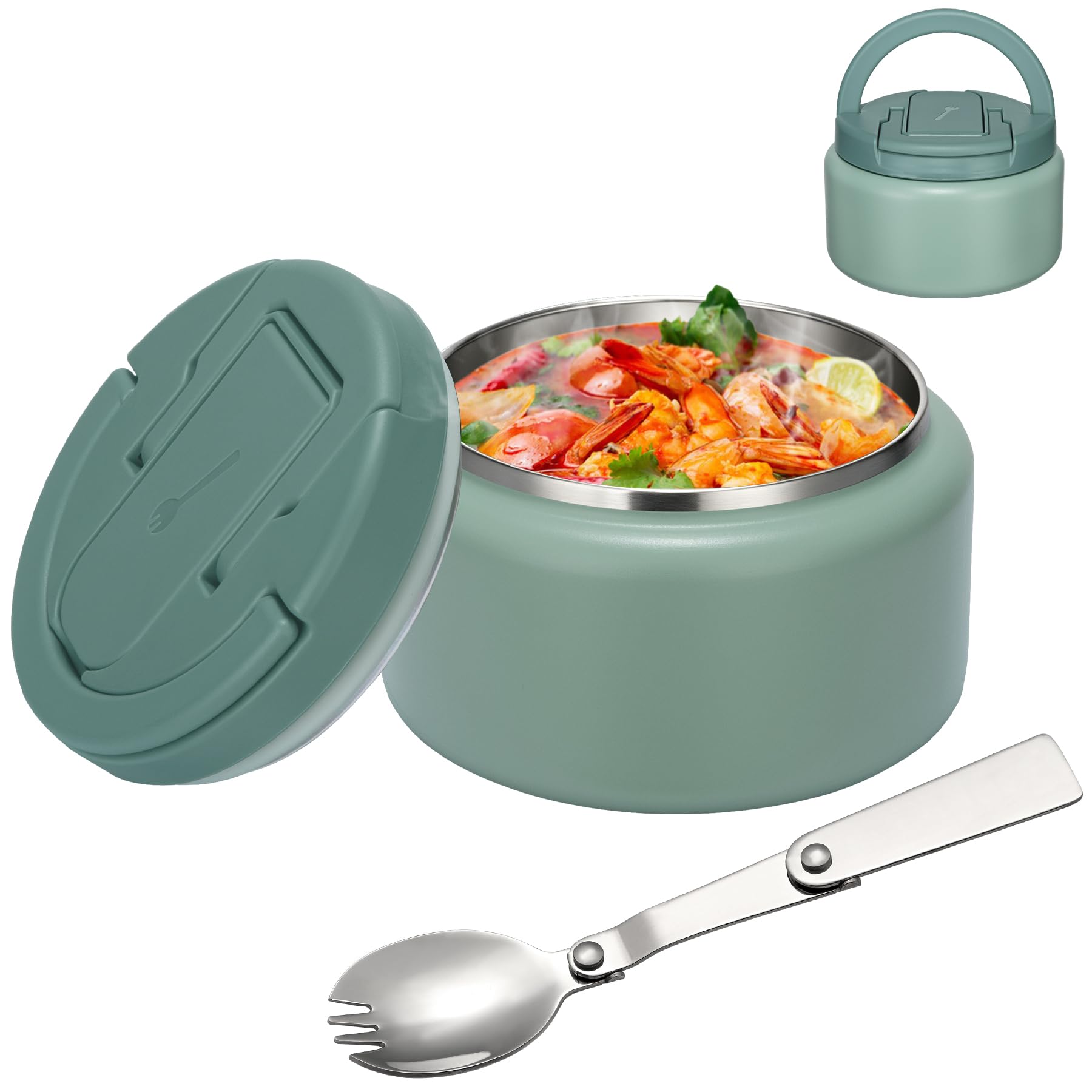 Photo 1 of BABHAMNESS 13.5oz Insulated Food Jar with Spoon - Light Green