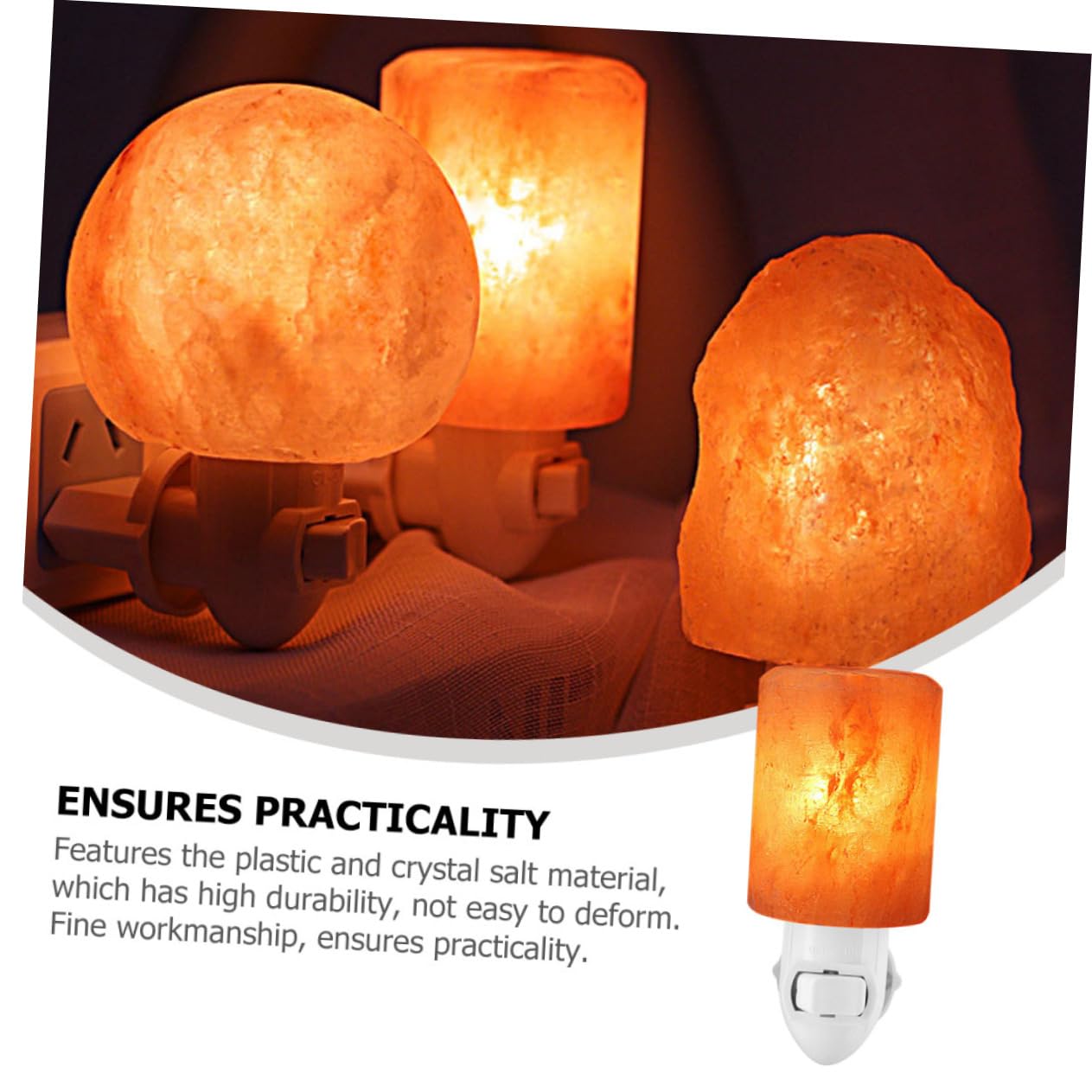 HOMSFOU 2piezas Lámpara De Sal De Cristal Led Cilíndrica Para Mesita De Noche Luz Decorativa De Sal Diseño Artesanal Para Crear Románticos El Hogar