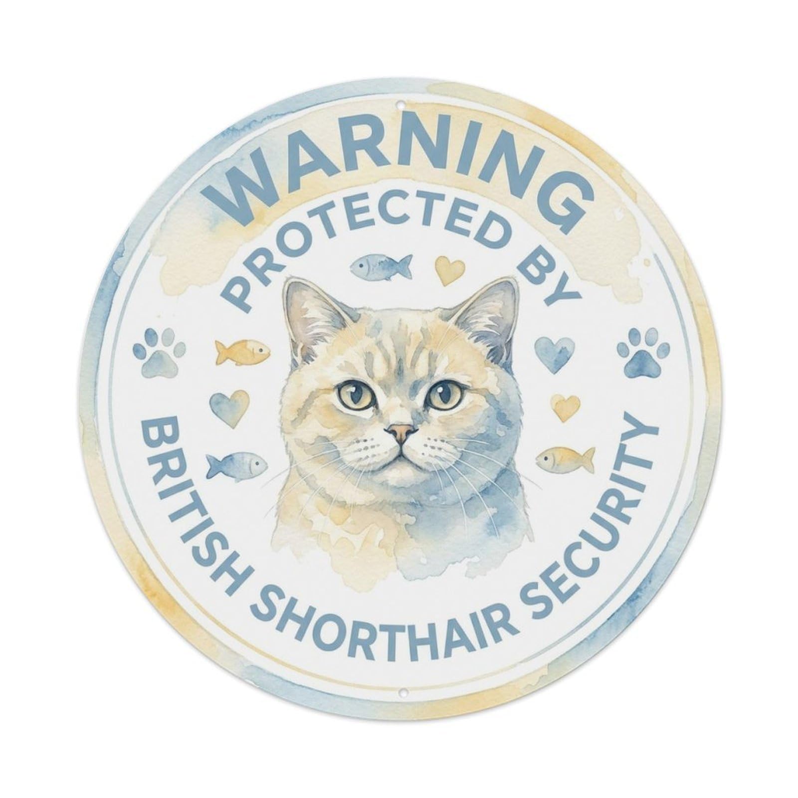 British Shorthair Security Warning Vintage Blue Metal Tin Sign