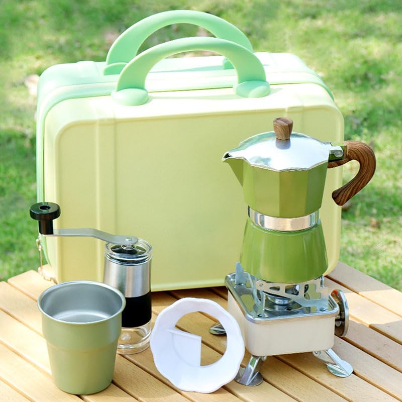 バーベキュー・調理用品 AFTERNOON COFFEE STOVE SET Amazon.com: Stove Espresso Mocha Jug 9 Piece Portable Case
