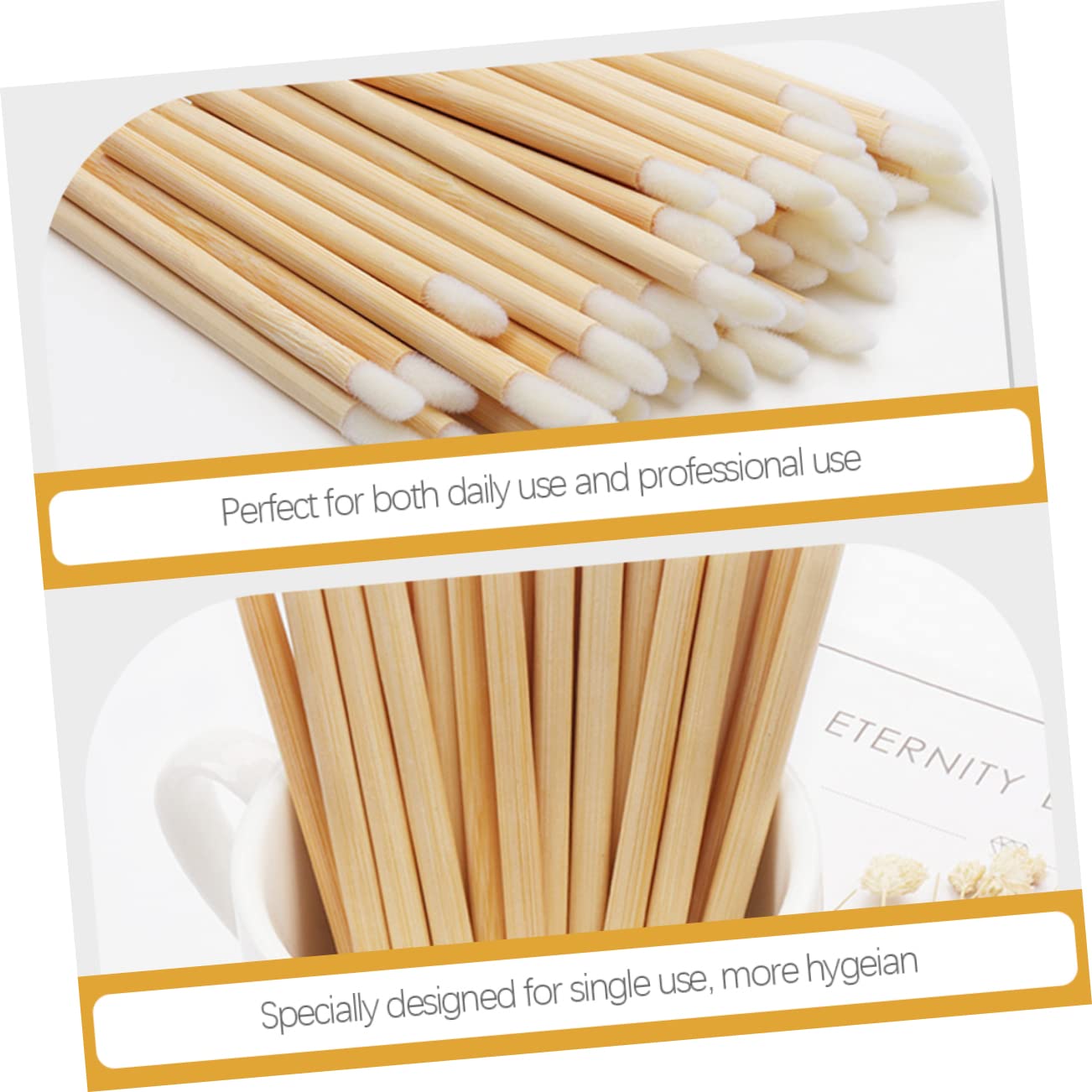 IWOWHERO 100pcs Wooden Lip Brush Applicators Single Use Lipstick Lip Gloss Wand Makeup Tools for Daily Professional Use