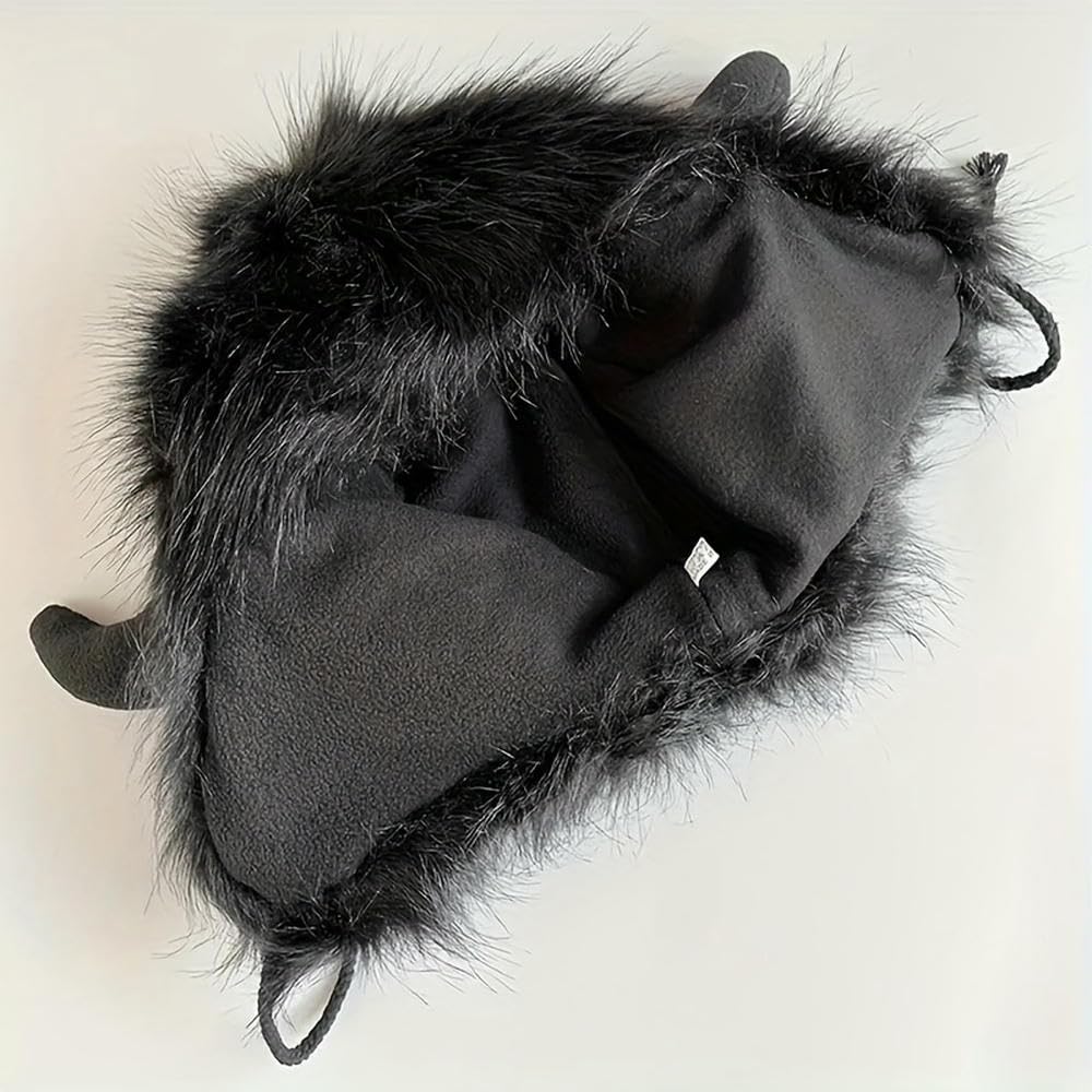NYSDM Bull Horns Beanie - Przytulna dzianinowa czapka pilota zimowa typu kominiarka z oddychającą i ocieplającą uszy konstrukcją, elastyczna, dla mężczyzn i kobiet