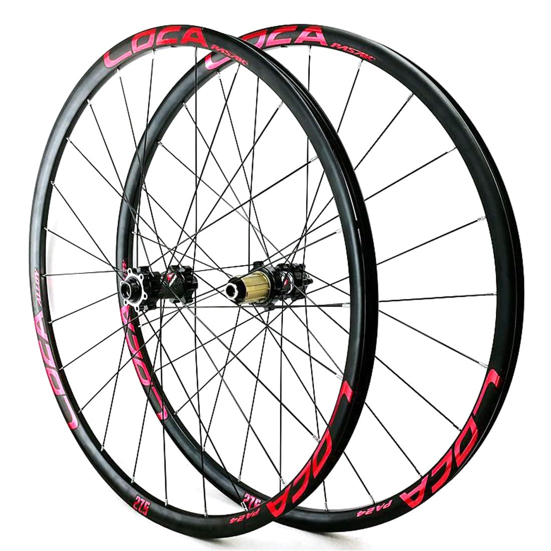 ZXGSXIOU 700C Road Bike Wheelset 24H Rim Disc Brake Gravel Wheel Thru Axle Front 100mm Rear 142mm Straight-pull Hub 360 Clicks,For 7-12s Cassette(700c Red A)