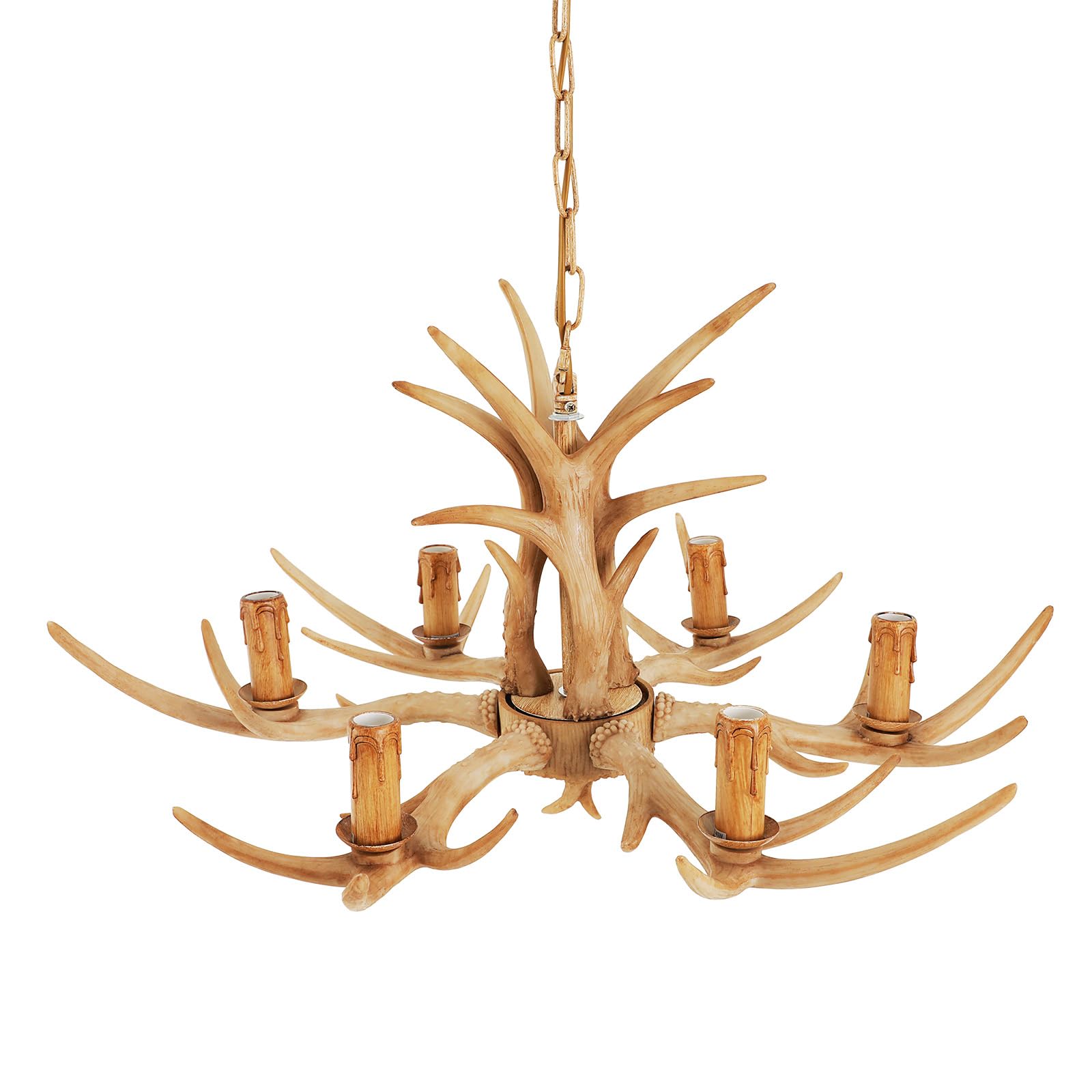 JUOPTGJ 6 Lights Deer Antler Pendant ，Vintage Rustic Deer Horn Ceiling Light for Parlor，Home Lighting Deer Lamp for Dining Room, Kitchen, Hallway,