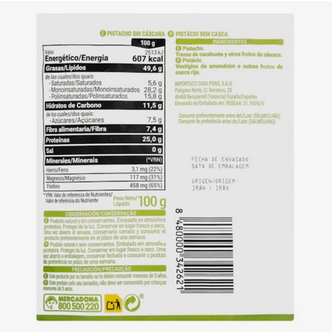 Natürliche Pistazie Hacendado geschält 12er-Pack