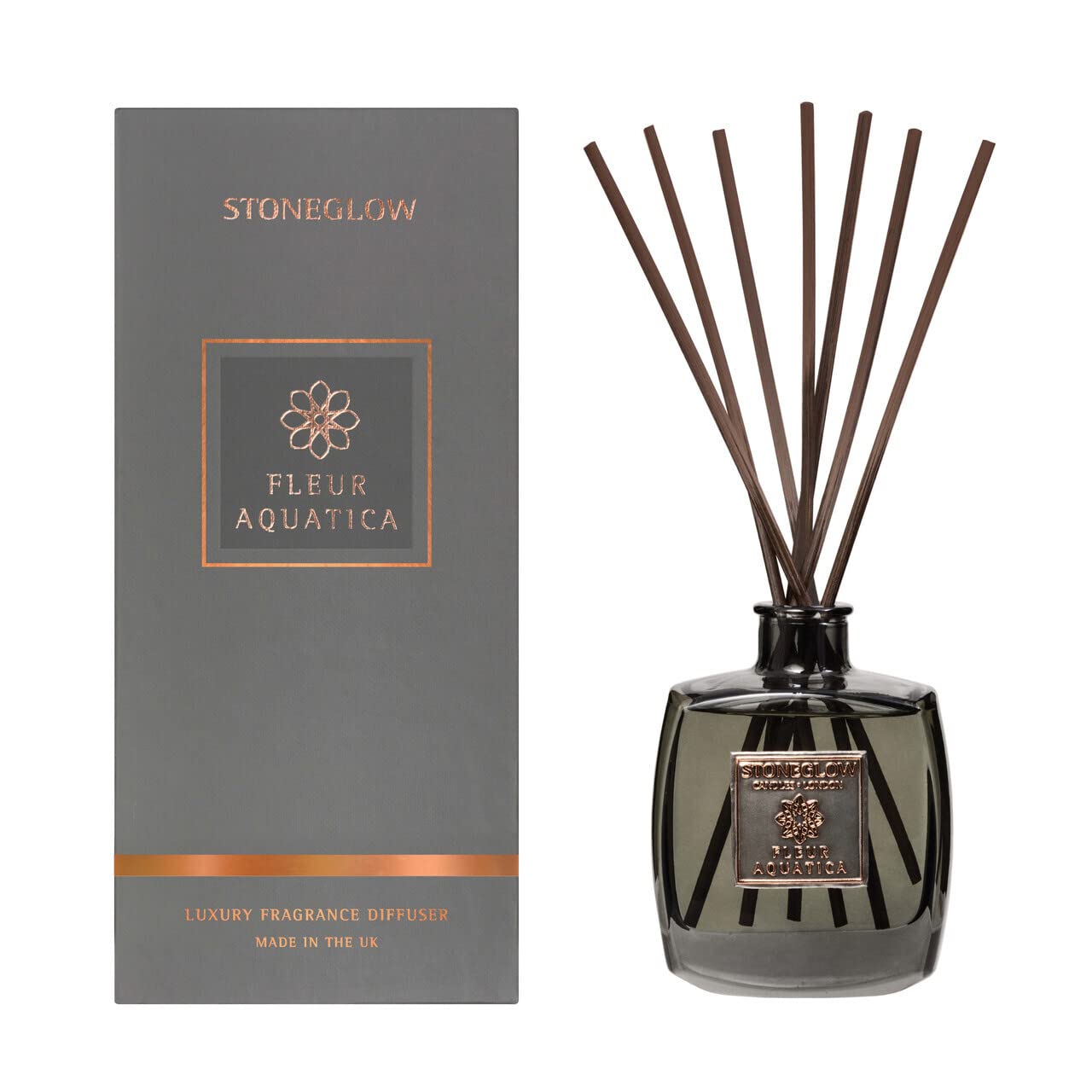 Stoneglow Metallique Collection Duftstäbchen, Fleur Aquatica, 180 ml, Grau