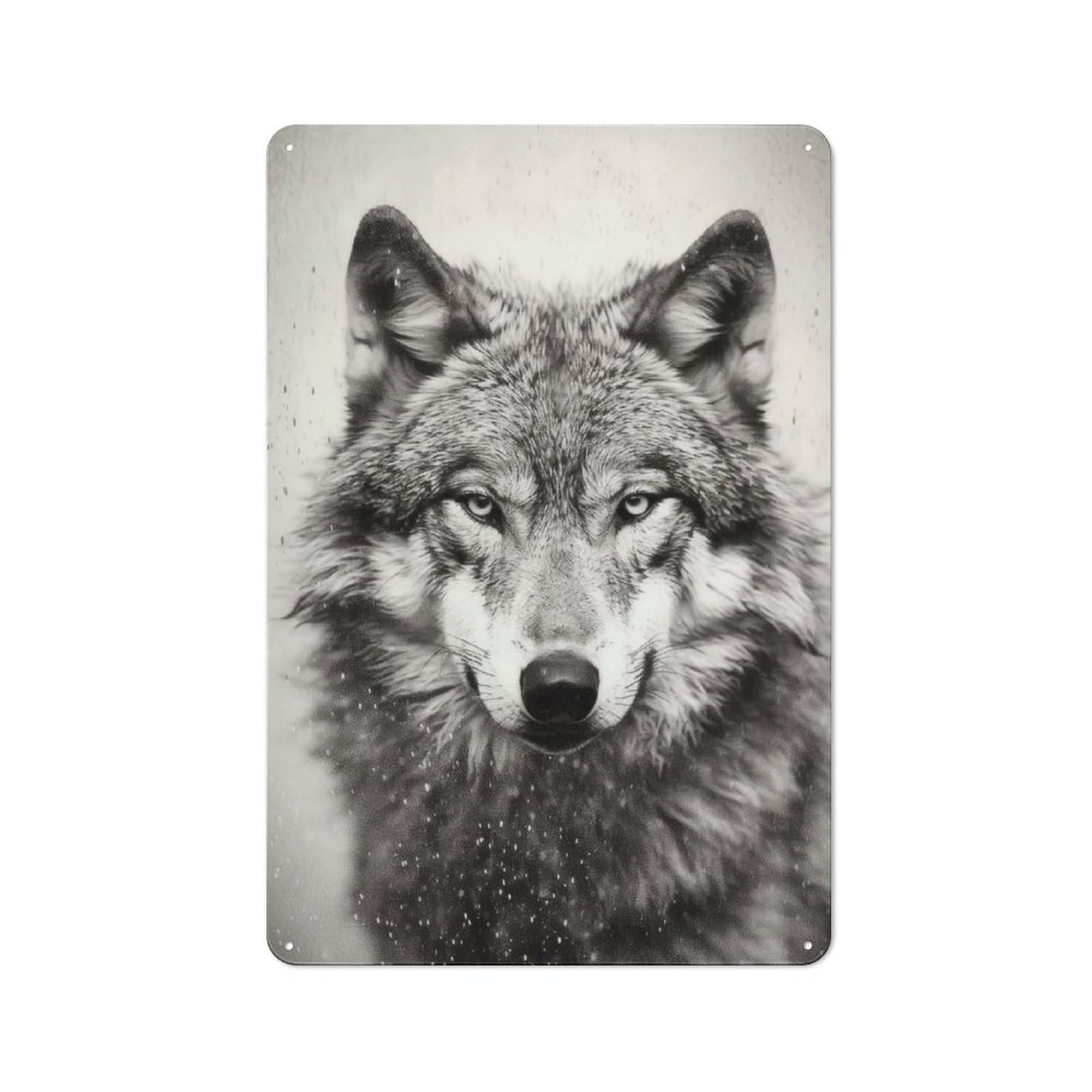 Junmoney Wolf Animals Rustic Tin Wall Plaque 30X20cm For Living Room Wall, For Kitchen, Dining Room And Home Bar Wall Decor