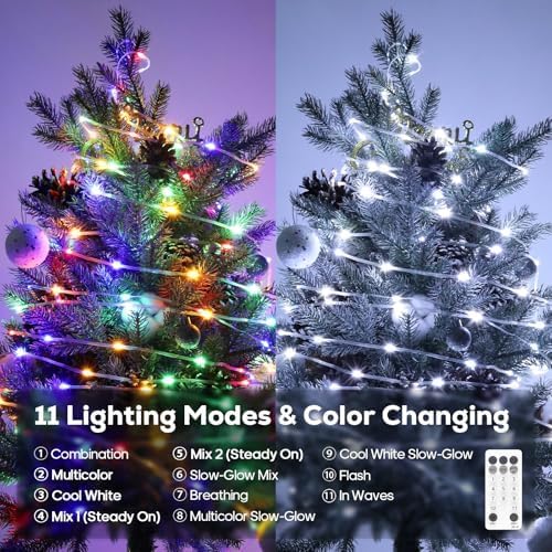 Miniatura 2 de Luces de Navidad para exteriores, 206 pies, 600 luces LED que cambian de color, impermeable, 11 modos, temporizador, para patio trasero, jardín,