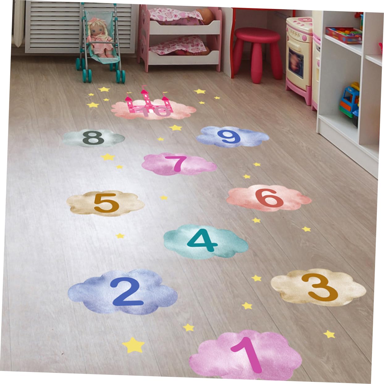 12 Autocollants De Sol Colorés Pour Enfants - Étanches, Auto-adhésifs (motifs Aléatoires) Pour Salle De Classe, Maison, Crèche