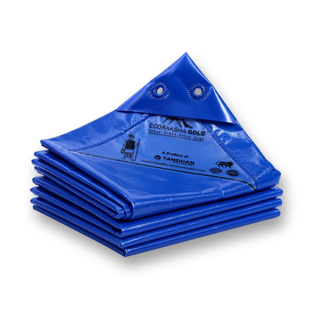 Ecoraksha Gold 120 GSM Blue Tarpaulin Sheet 6x6 Ft | Waterproof UV Resistant Rip-Stop Tirpal for Roofing, Agriculture, Camping & Cycle Cover | Thadpatti — Amazon image 10