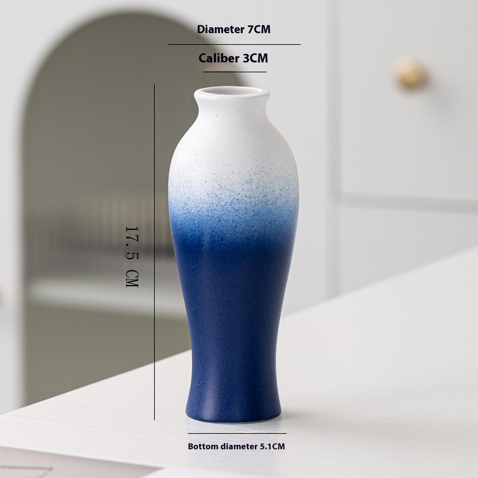 Ceramiczny wazon gradientowy wazon trawa pampasowa dekoracyjny wazon nowoczesny dom mały wazon salon stół jadalny dekoracja biura farmy,Blue c