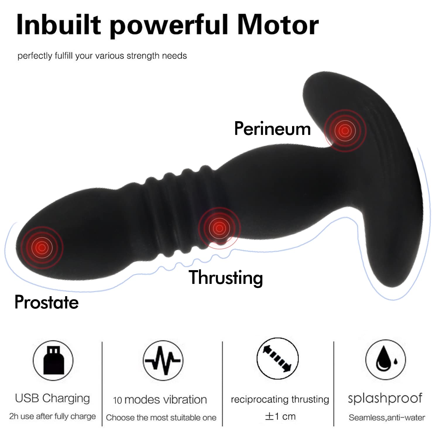 Massagg𝚒atór𝚎 Próstatico,Silicone V𝚒bràtór𝚎 con 10 Modalità di Vibrazion𝚎, Morbido V𝚒bratǒr𝚒 per Donna e Uomo Stimólazione Clitòrid𝚎a e Puntó G Massagg𝚒atór𝚎