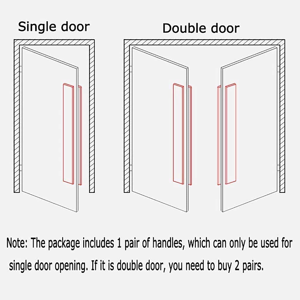 Manillas para Puertas de Acero Inoxidable Cepillado Plateado, Tubo Cuadrado, para Puertas de Cristal o Madera, Tipo Push-Pull - 8 tamaños (tamaño: 500 × 300 mm)
