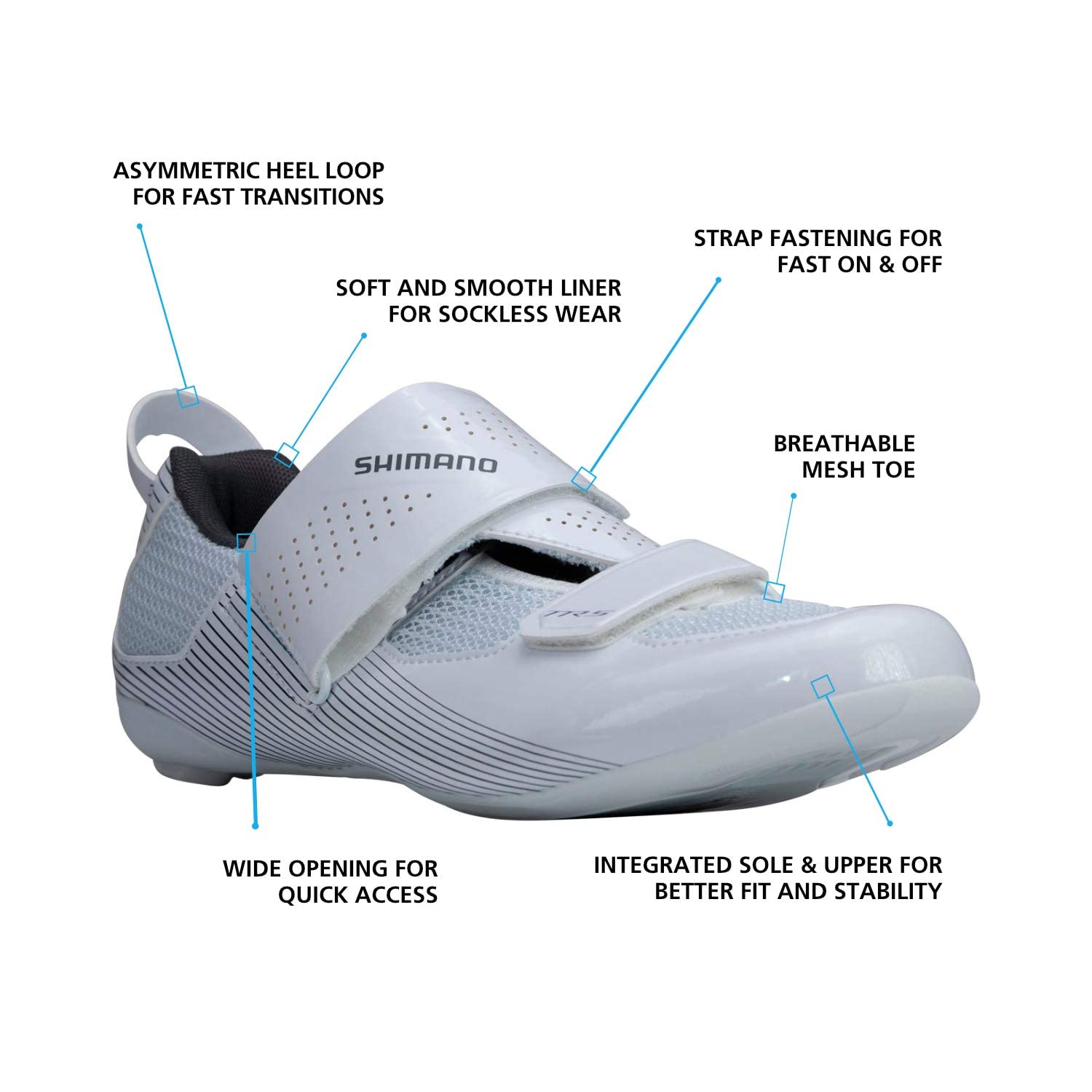 SHIMANO SH-TR501W Specialist Short Course Triathlon Shoe, White, 9-9.5 Women (EU 42)