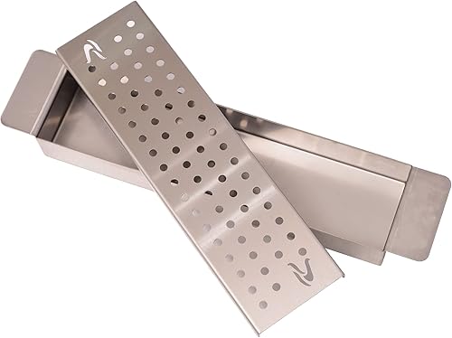 Bonfire production corporation Caja de ahumador para parrilla de barbacoa de alta resistencia, 18.5 pulgadas de largo x 3.94 pulgadas de ancho x