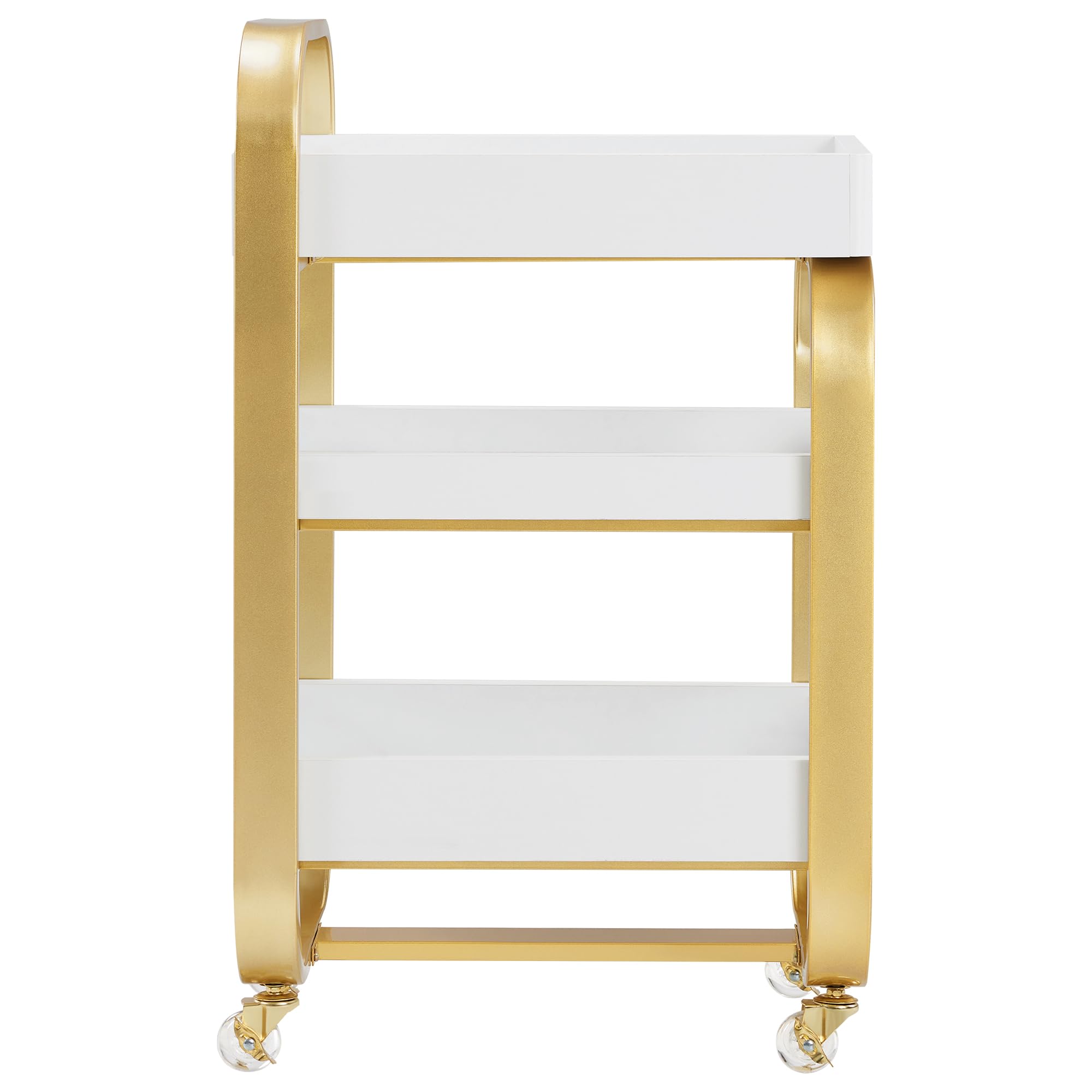 Rollwagen Servierwagen 3-stufiger Stylisten Kosmetikwagen mit Rollen Arbeitswagen Kosmetik Moderner Arbeitswagen für Bad Wohnzimmer Beauty SPA Wagen Gold