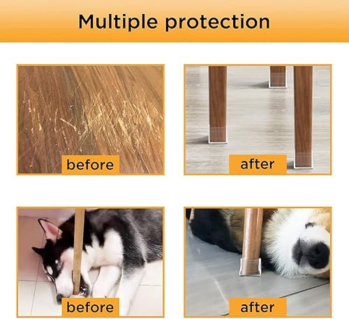 Miniatura 61 de 24 protectores de patas de silla para suelos de madera dura, almohadillas de fieltro de silicona para muebles, fundas de patas de mesa de movimiento