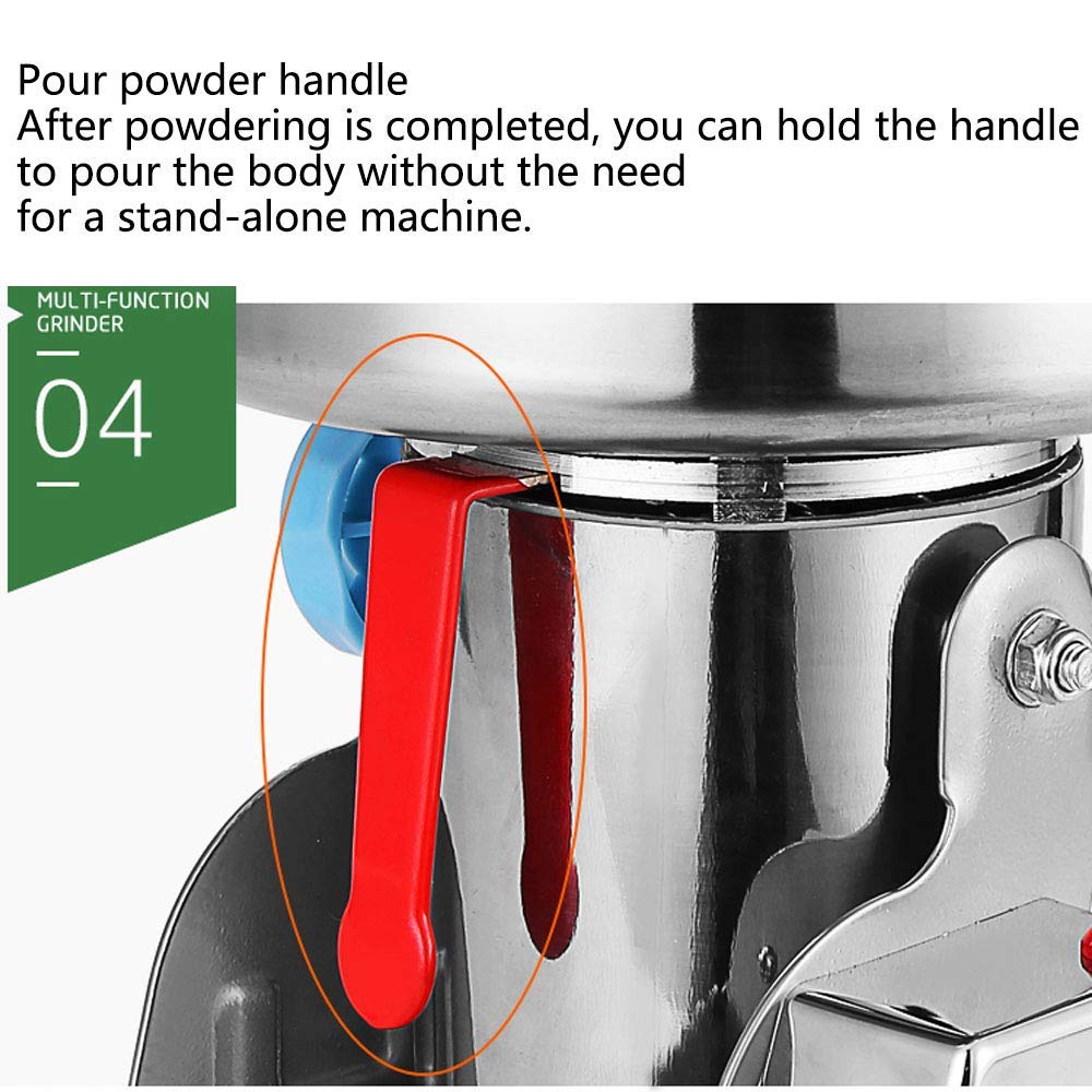 2000G Máquina de molienda de maíz Molinillos de café eléctricos Tipo oscilante de acero inoxidable Molino de alta velocidad Molino de semillas de grano Nuez de frijol Especias Hierba Pimienta Cereal T