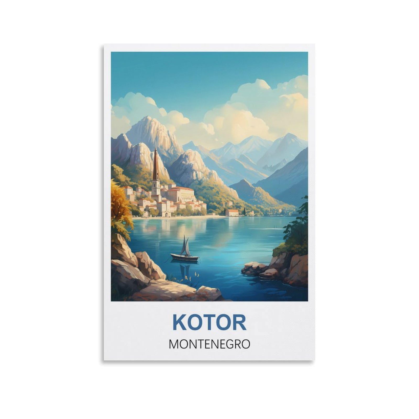 Hxhnferr Unframe-Style Kotor Montenegro Vintage Travel Posters 16X24inch(40X60cm) Canvas Wall Posters And Art Pictures Prints Paintings Bedroom Decor