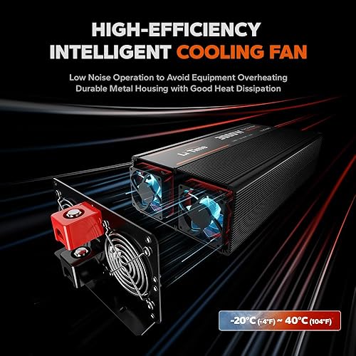 Miniatura 4 de LiTime Inversor de onda sinusoidal pura de 3000 W, convertidor de 12 V CC a 120 V CA con control remoto para RV, camping, inversor de energía solar