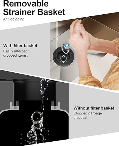 Miniatura 4 de BOTEMY Tapón extendido de acero inoxidable 304 para fregadero de cocina con brida de drenaje estándar de 3-12 pulgadas, tapón de brida de