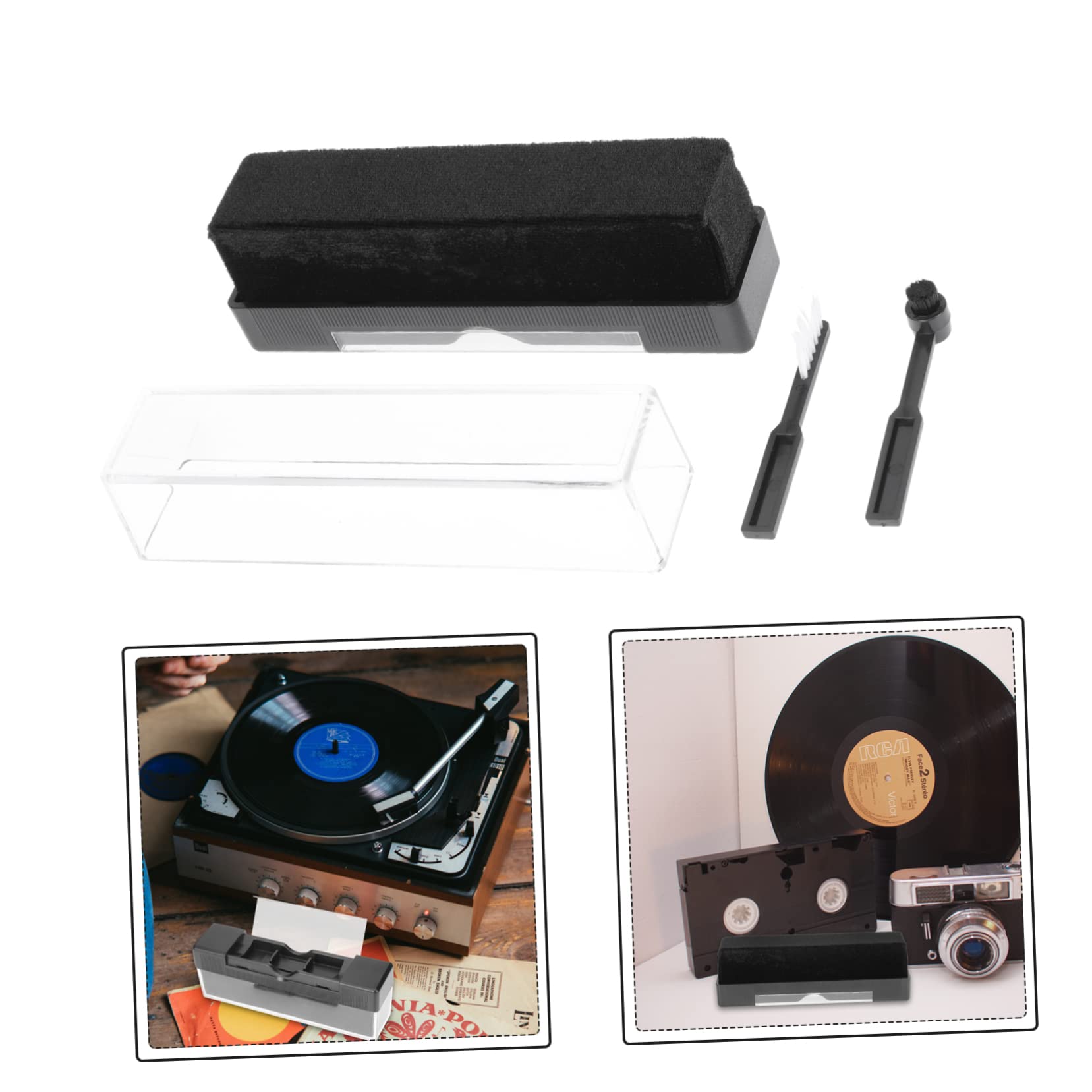 Gadpiparty 4ensembles Brosse De Nettoyage Anti-Statique pour Disques Vinyles Kit De Nettoyage Pratique pour Platines Et Disques Brosse Légère Et pour Entretien Optimal