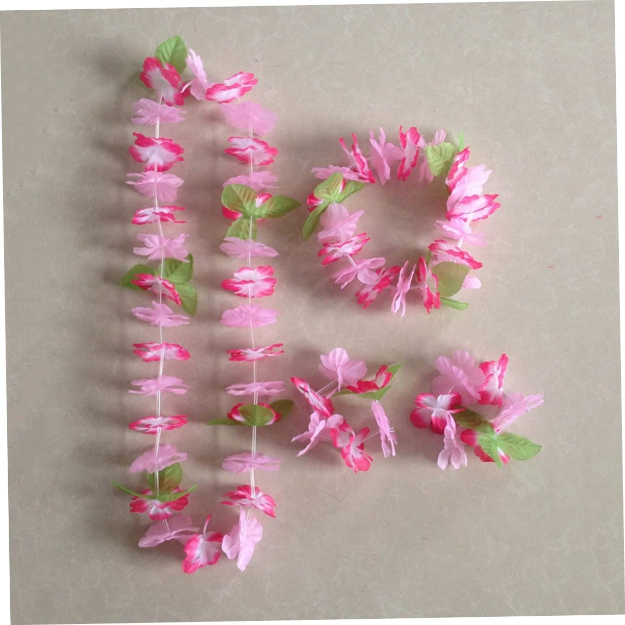STOBOK Juego De 18 Guirnaldas Hawaianas De Flores Artificiales Collar Pulsera Diadema Accesorio Para Fiestas En La Playa Y Celebraciones.