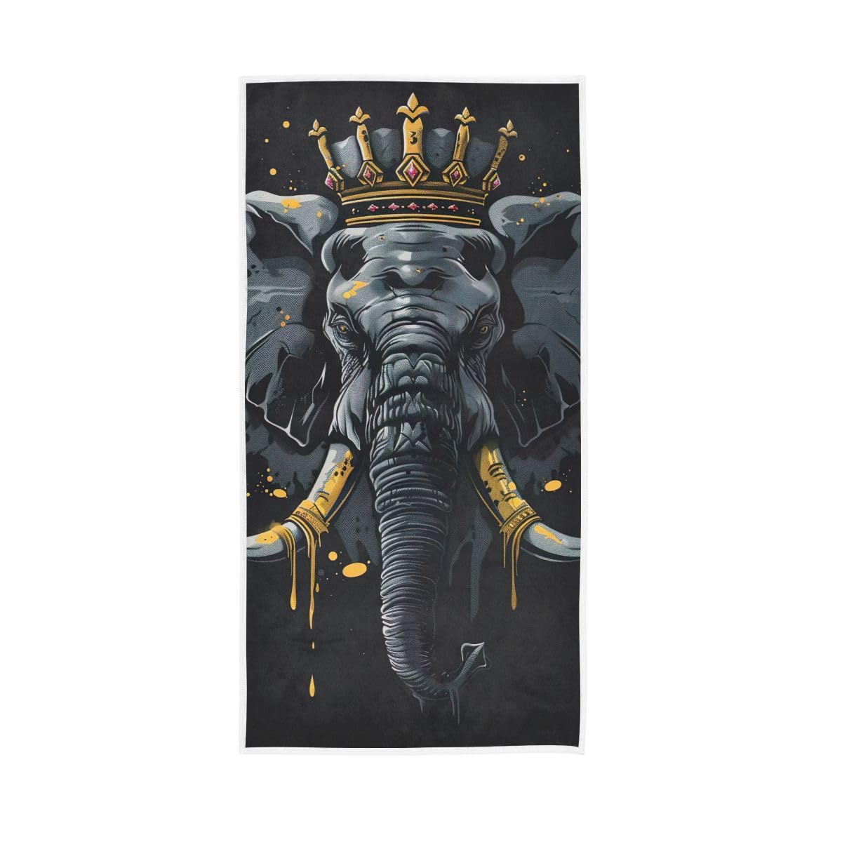 LSRCPD Elephant with Crown Hand Towel, Cotton Hand Towels for Bathroom, Gym, Hotel, Spa 15 x 30 Inches