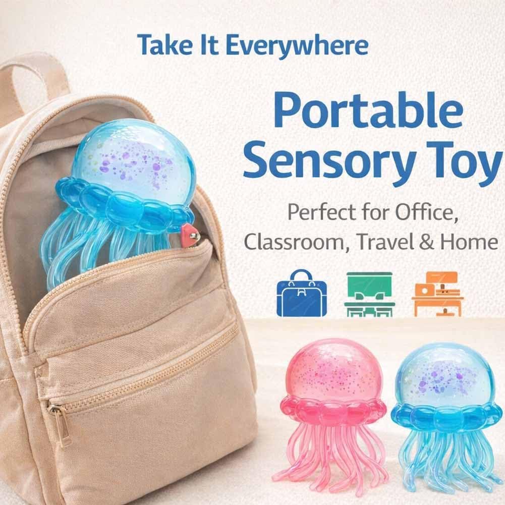 Jellyfish Squishy, Jellyfish Squeeze Stress Ball, Ice Squeeze Cube-Drop Malt Sugar Balls Sensory for Anxiety Stress Party Favors (3PCS) — view 4