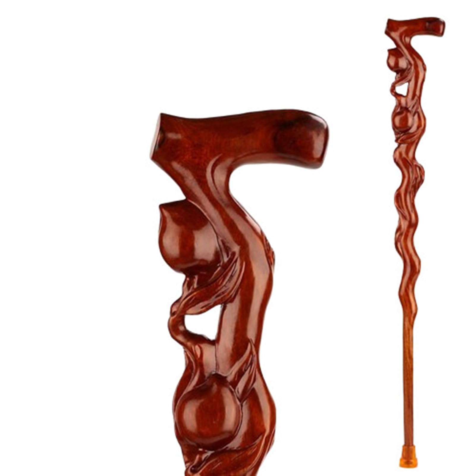 Bastones De Madera para Hombres Y Mujeres Bastón Maciza Mangos De Mano Ergonómicos Bastones De Flores Huecas Tallados En Madera Hechos a Mano, Style 4