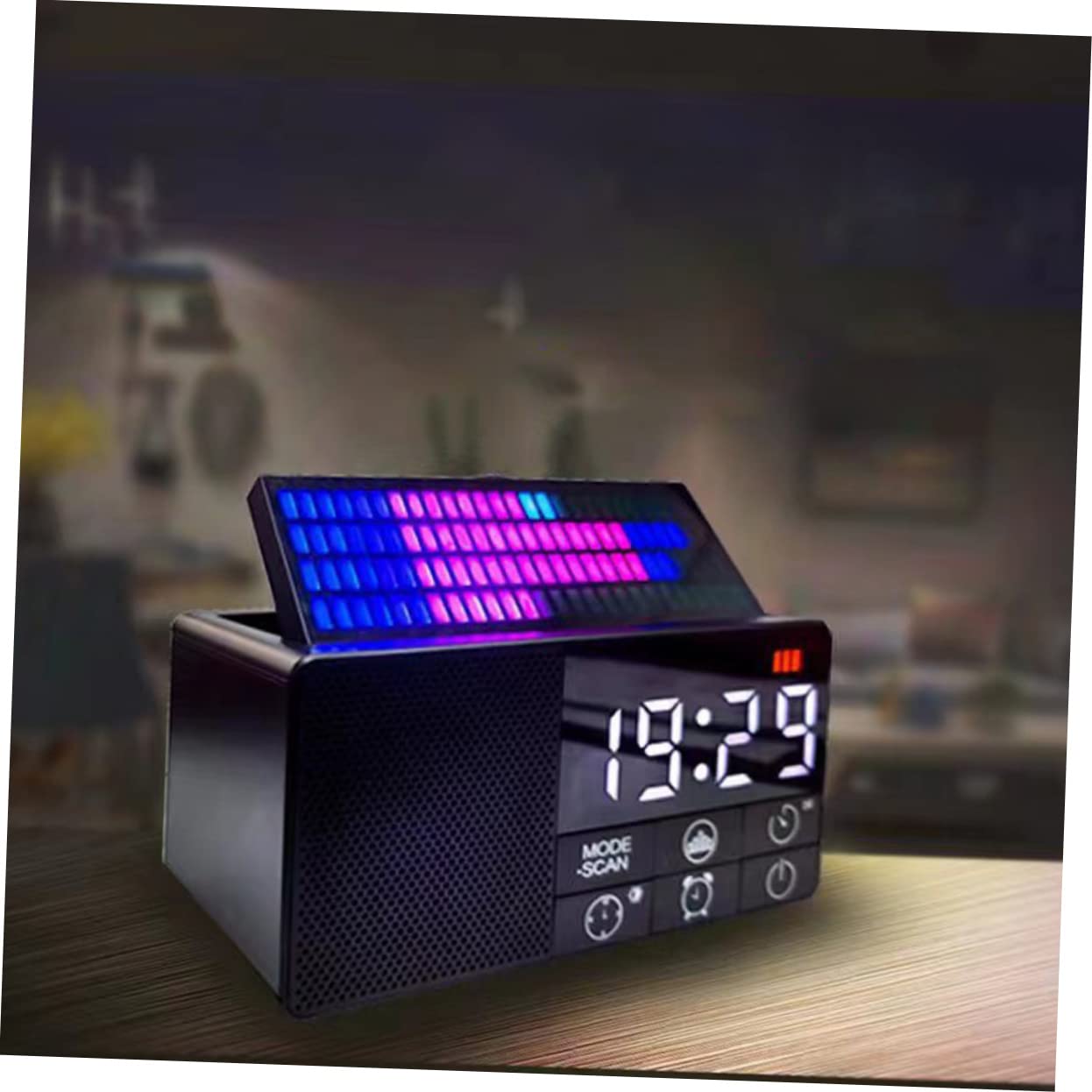 SHINEOFI Reloj Despertador Digital con Altavoz Retro Altavoz Inalámbrico con Radio FM Decoración para Dormitorio y Sala de Función de Alarma y Modo de Repetición