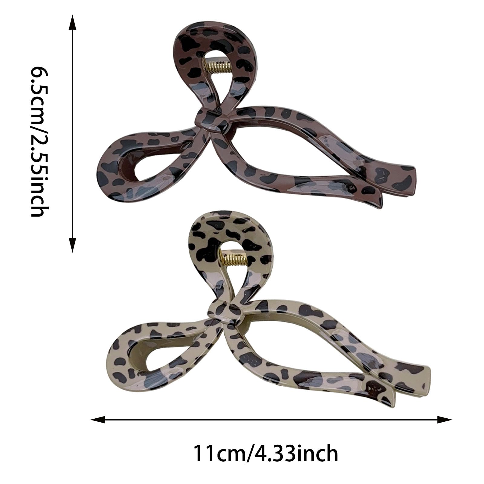 2PCS Hair Claw Clips, French Butterfly Jaw Clips Tortoise Shell Clip Leopard Print Stylish Hair Accessories for Women Girls - Image 2