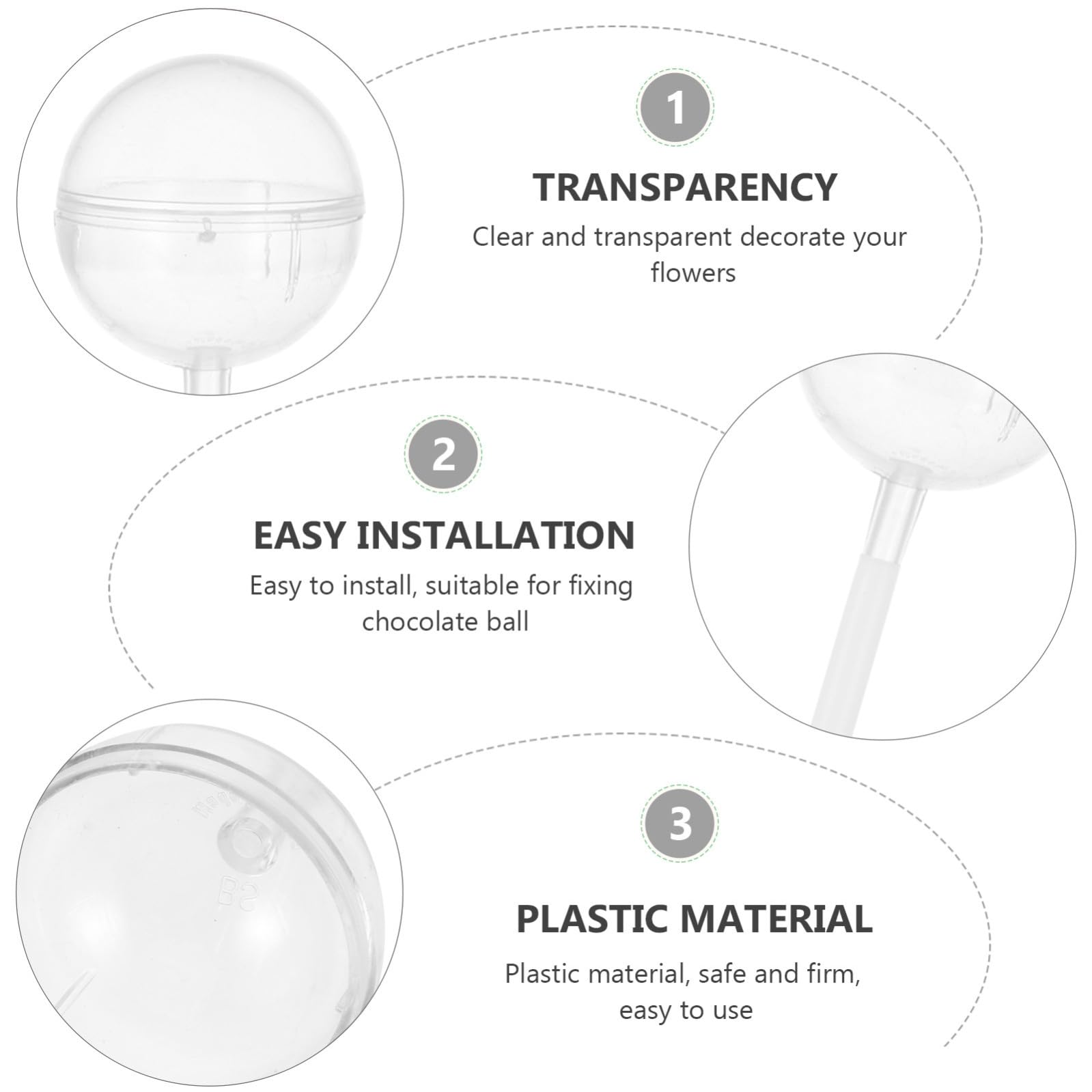 LIFKOME 100 Pezzi Supporti Plastica per Bouquet di Cioccolato Base Fissa Resistente per Decorazioni Caramelle e Dolci Accessori Matrimonio Segnaposto Moderno