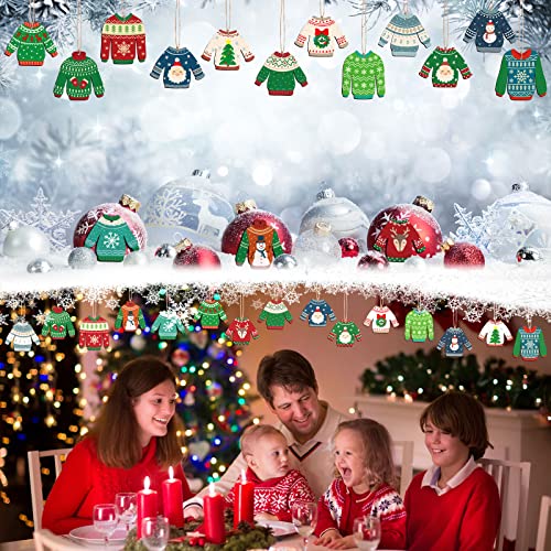 Décoration sapin de Noël bois au design soigné de pull moche de fête
