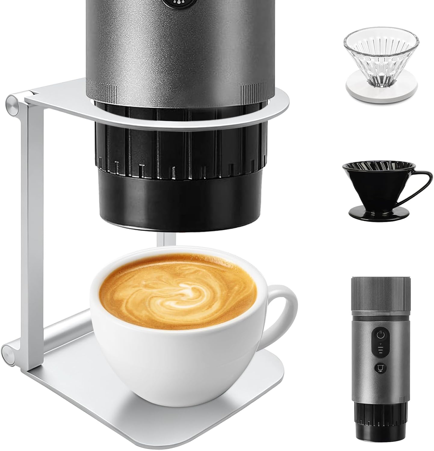 Pour Over Dripper Stand, Foldable stand for Outin Portable Machine, Aluminum Alloy Pour Over Coffee Maker Stand with Base for Travel, Camping, Office