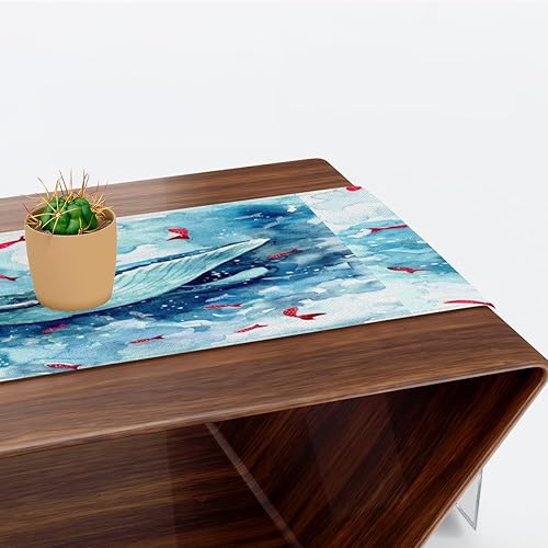 Miniatura 6 de Camino de mesa de acuarela delfines, mantel de lino rústico otoñal, decoración de mesa de cocina y comedor para fiesta en el hogar, 13 x 72 pulgadas