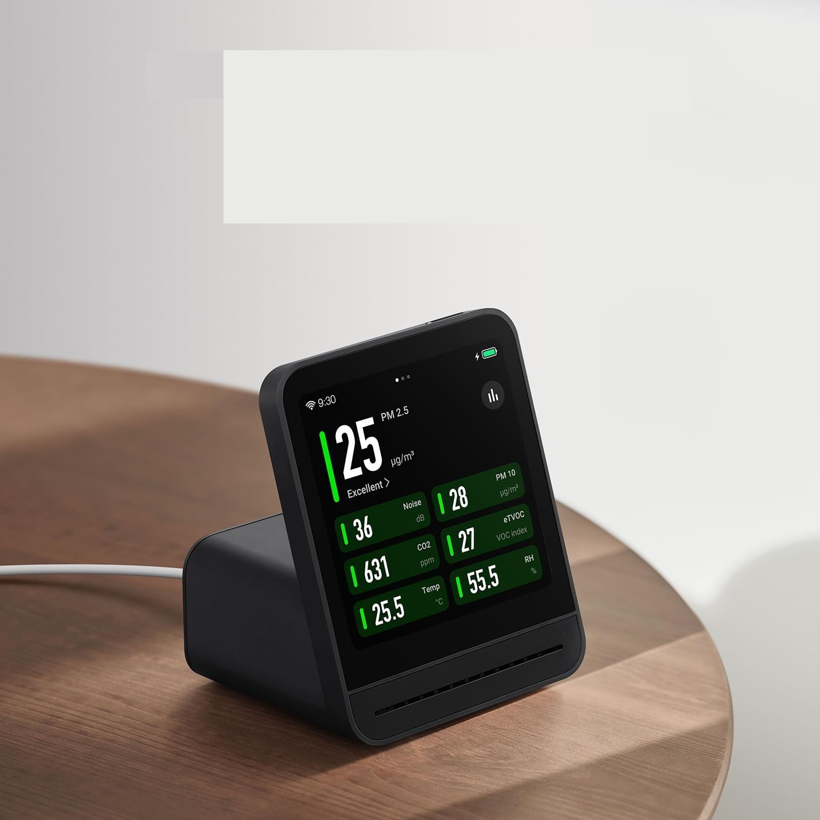 Detector de Gases, Monitor de Aire, Sensor Temperatura y Humedad, Detector Calidad CO2 PM2.5(Nero)
