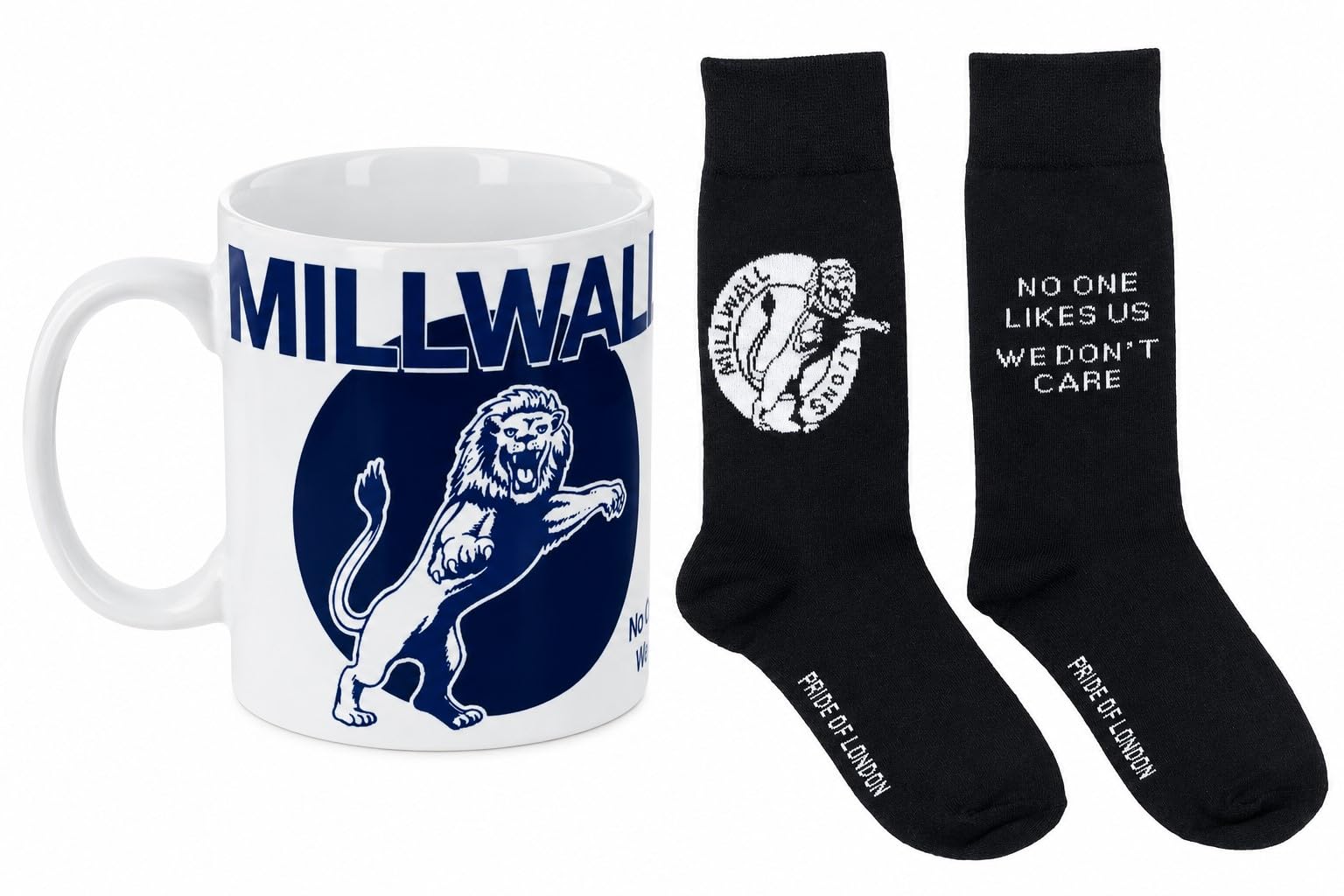 GIFTS 4 ALL Millwall Lions Football Fans Mug & Socks Gift Set, Millwall Coffee Mug & Socks Souvenir Set