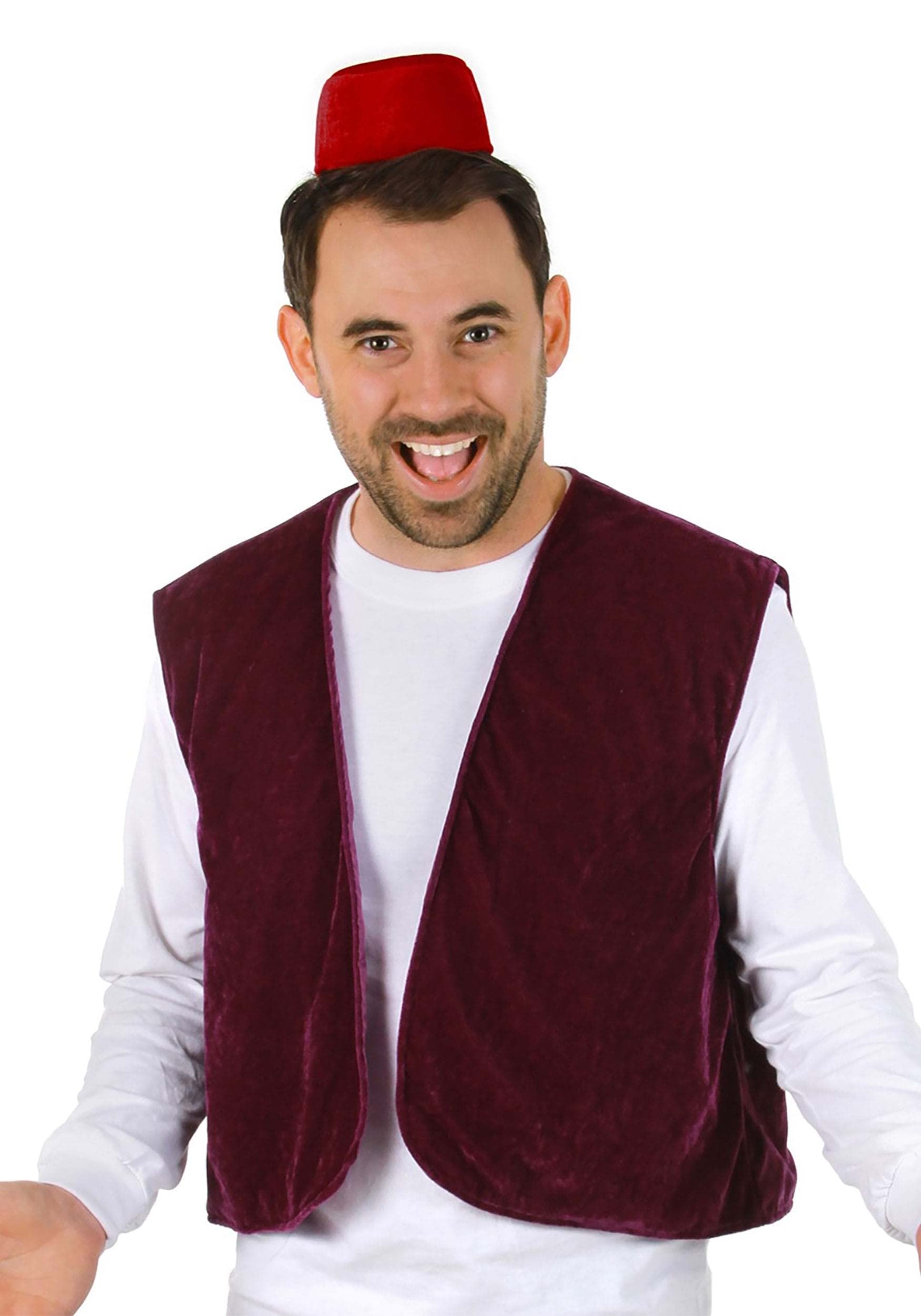 elope Disney Aladdin Fez & Vest Costume Kit - Purple Velour Vest with Attached Fez, One Size Fits Most