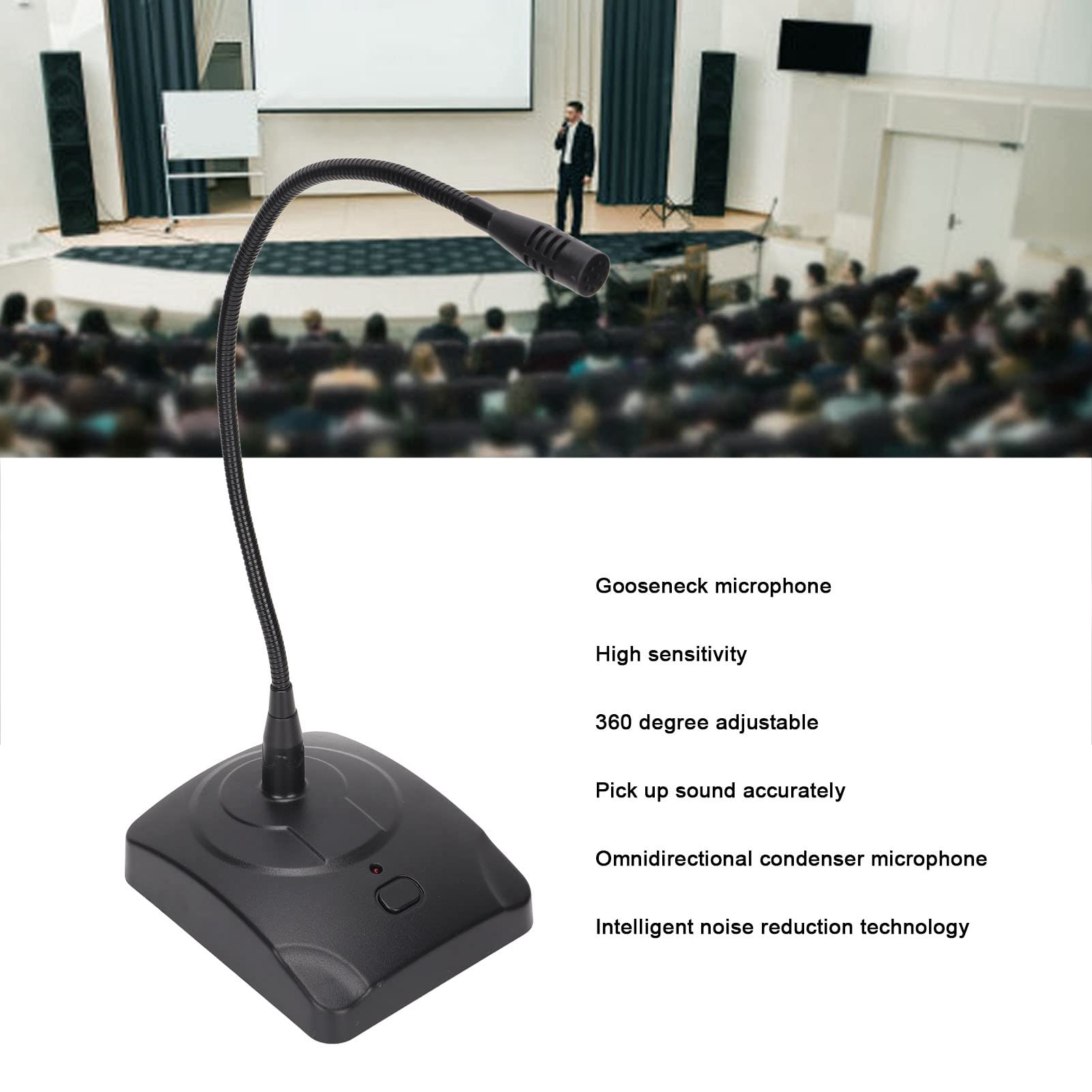 Goshyda Microfono USB da Tavolo, Microfono a Collo D'Oca Regolabile a 360 Gradi Microfono Cablato USB con Cavo XLR a 6,35 Mm, Indicatore LED, Riduzione del Rumore, Interruttore One Touch