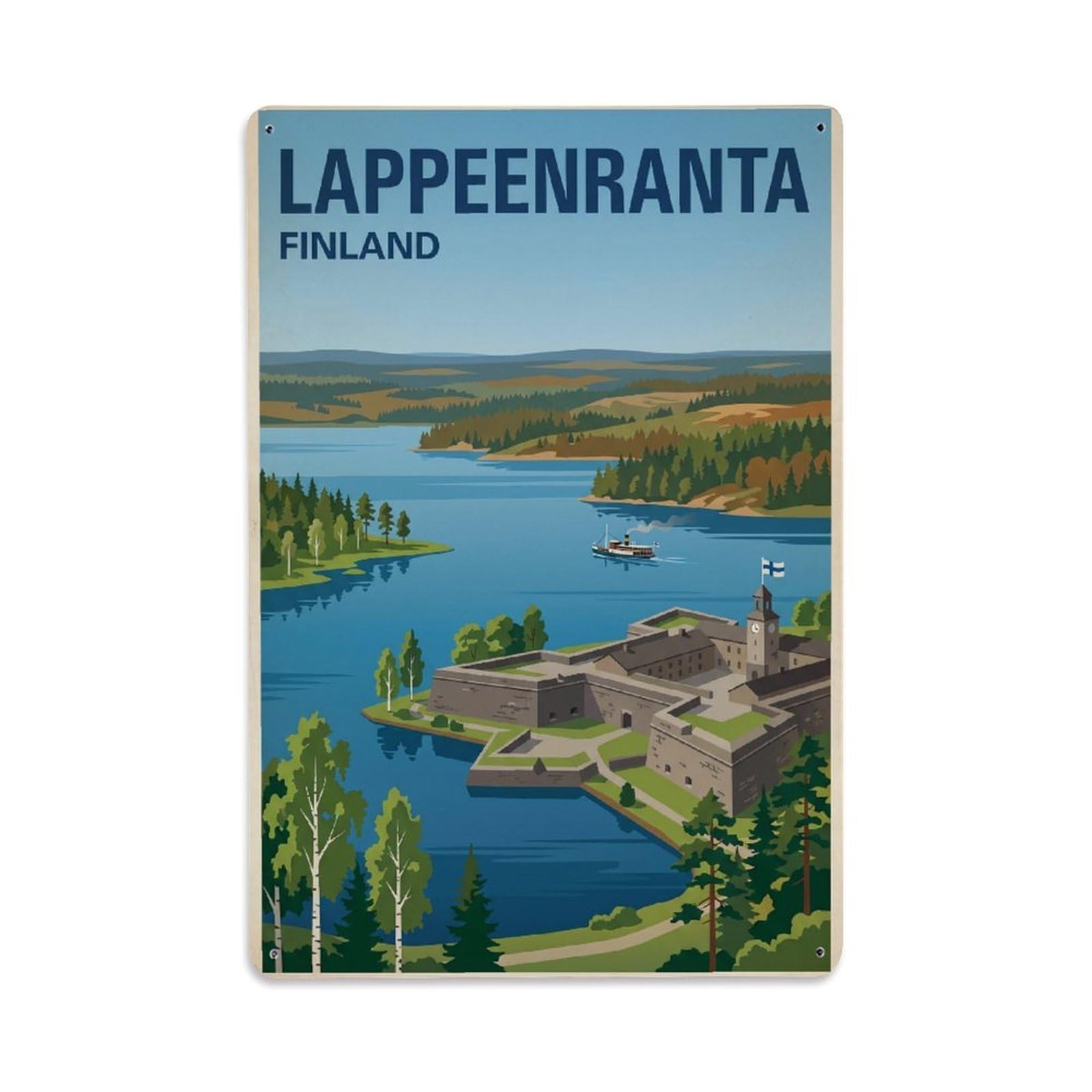 Metal Tin Sign Travel Retro Finland Lappeenranta