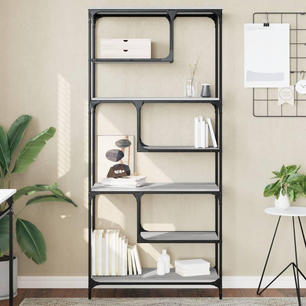 Generisch Bücherregal Grau Sonoma 81x36x176 cm Holzwerkstoff,Möbel,Regalsysteme,Bücherregale Bücherschränke-836226