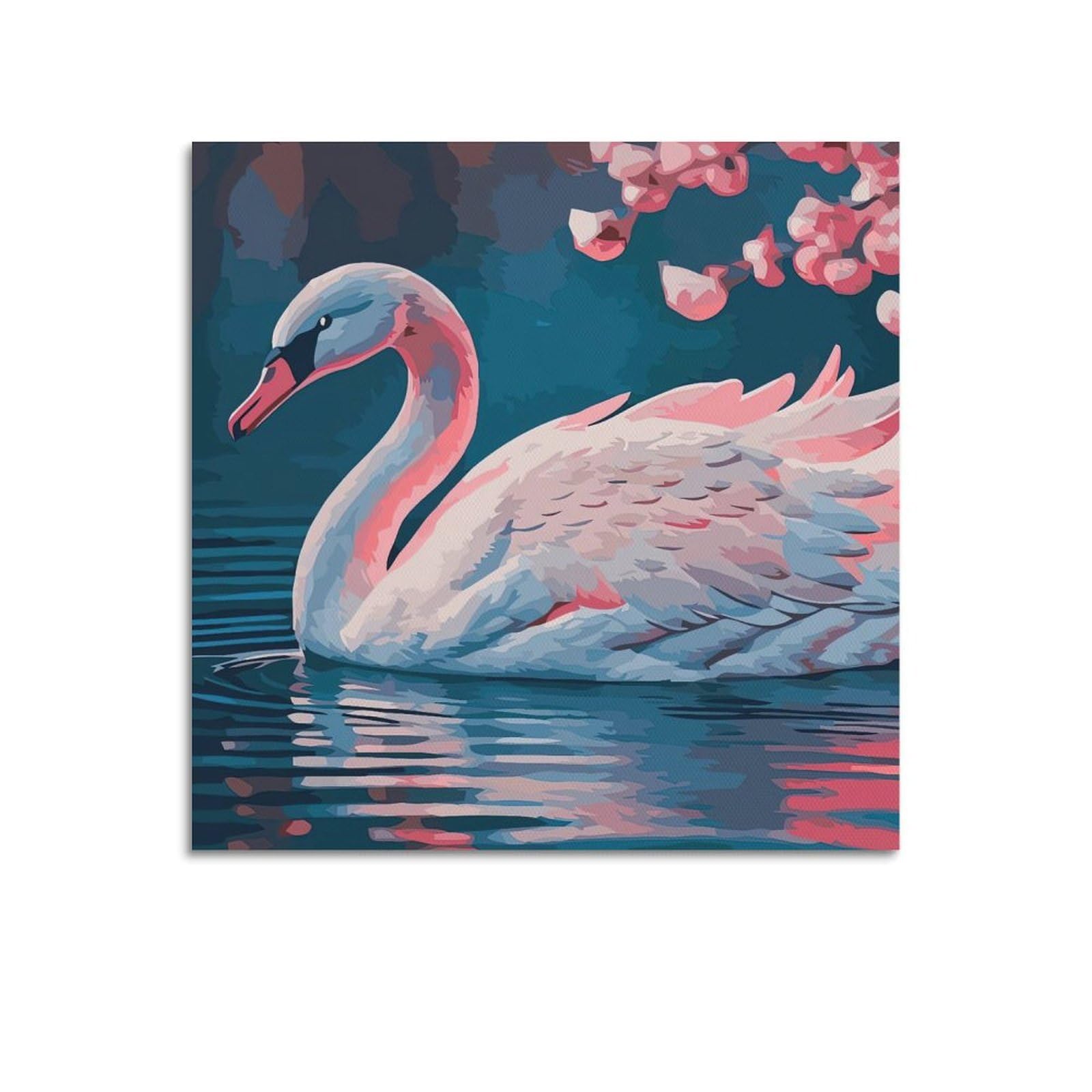 Animal Poster Pink Swan Lake Tune Poster Decorative Painting Canvas Wall Posters And Art Picture Print Modern Family Bedroom Decor Posters 28x28inch(70x70cm)