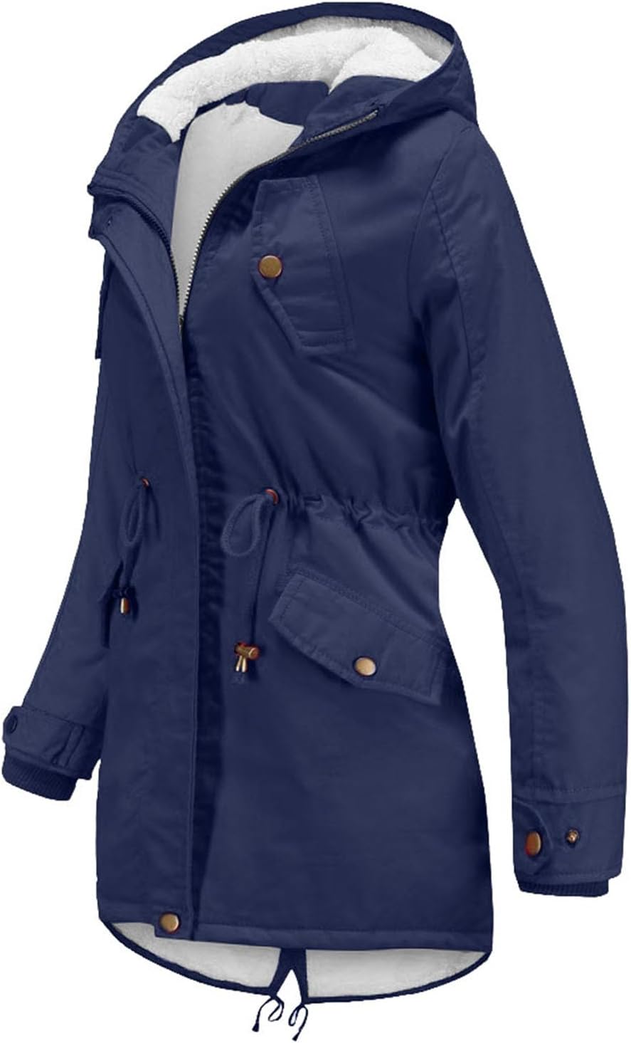 【今季・人気】[Pogowu] 裏起毛 ミリタリーコート レディース 中綿コート フリースコート もこもこ 裏ボアモッズコート 体型