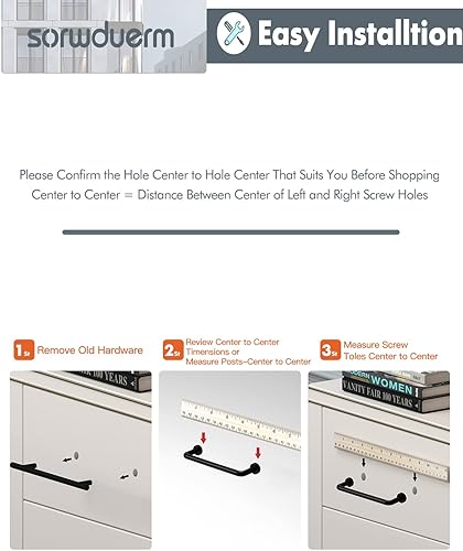 Miniatura 5 de SORWDUERM Paquete de 10 tiradores de gabinete negros de 3.78 pulgadas, tiradores de gabinete de aparador, herrajes de cocina, manija de gabinete de