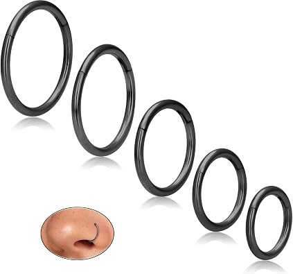 5-10 Pcs G23 Titanium Nose Rings Hoops 18G/20G Septum Piercing